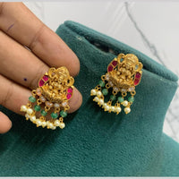 Sona Covering Royal Pota Stone And Pearl Temple Dangler Earrings