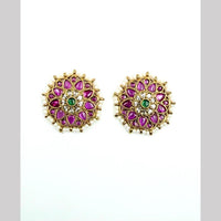 Sona Covering Gorgeous Pota Stone And Pearl Party Wear Studs Earrings