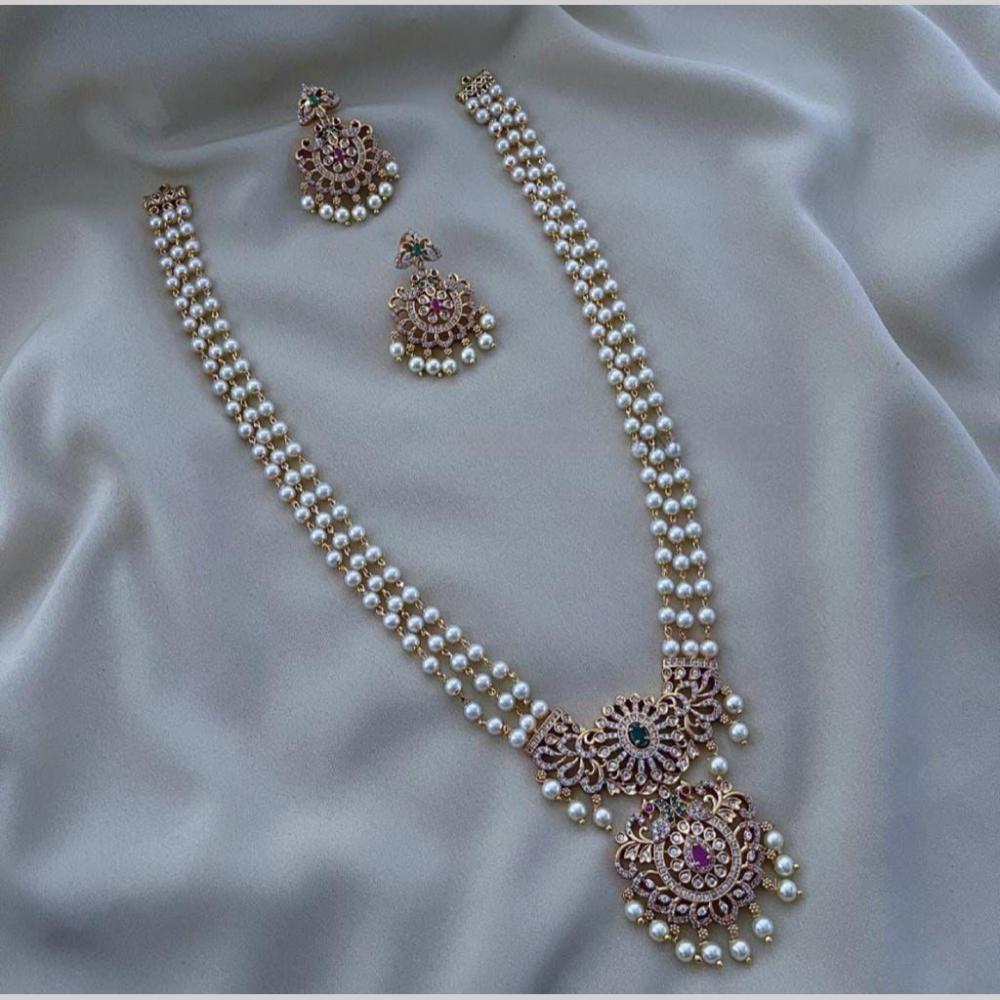 Sona Covering Delicate Austrian Stone And Pearl Necklace Set 
