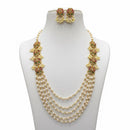 Sona Covering Delicate Pota Stone And Pearl Long Necklace Set