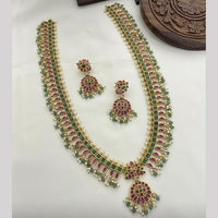 Sona Covering Delicate Pota Stone And Pearl Long Necklace Set