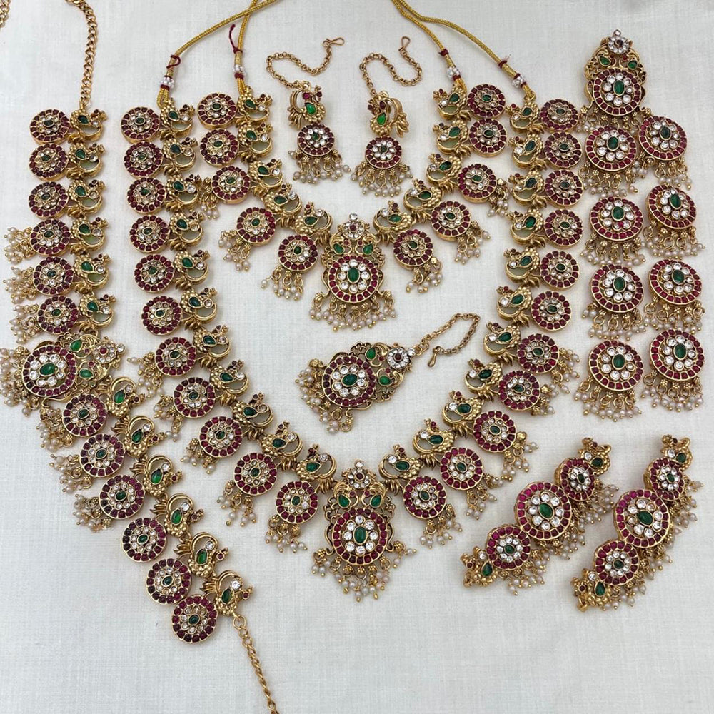 Sona Covering Grand Pota Stone And Pearl Necklace Combo Set