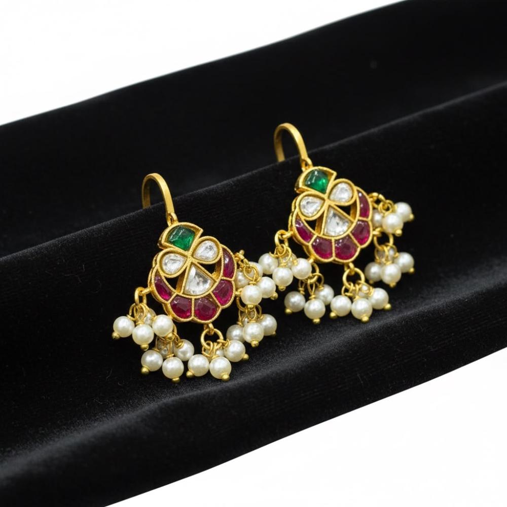 Sona Covering Elegant Pota Stone And Pearl Dangler Earrings