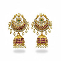 Sona Covering Royal Pota Stone And Pearl Jhumki Earrings