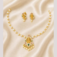 Sona Covering Delicate Pota Stone And Pearl Choker Necklace Set