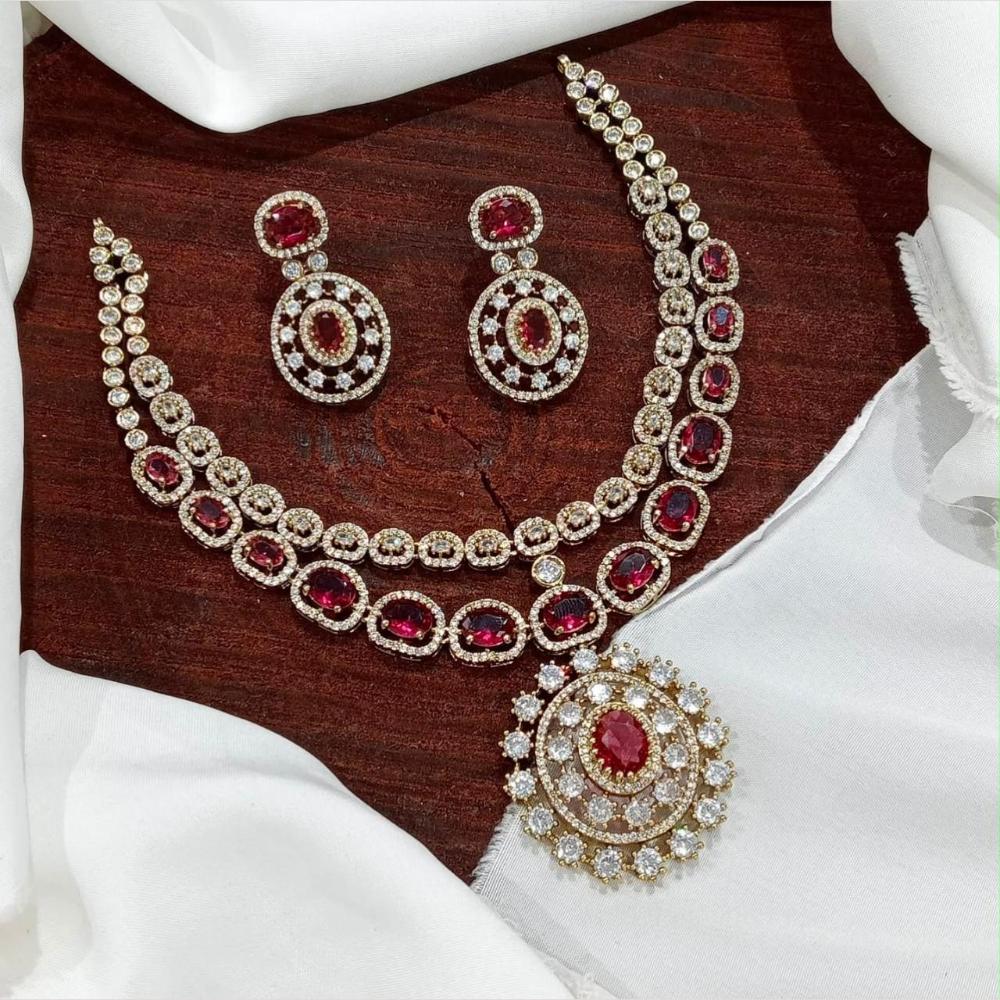 Sona Covering American Diamond  Necklace Set