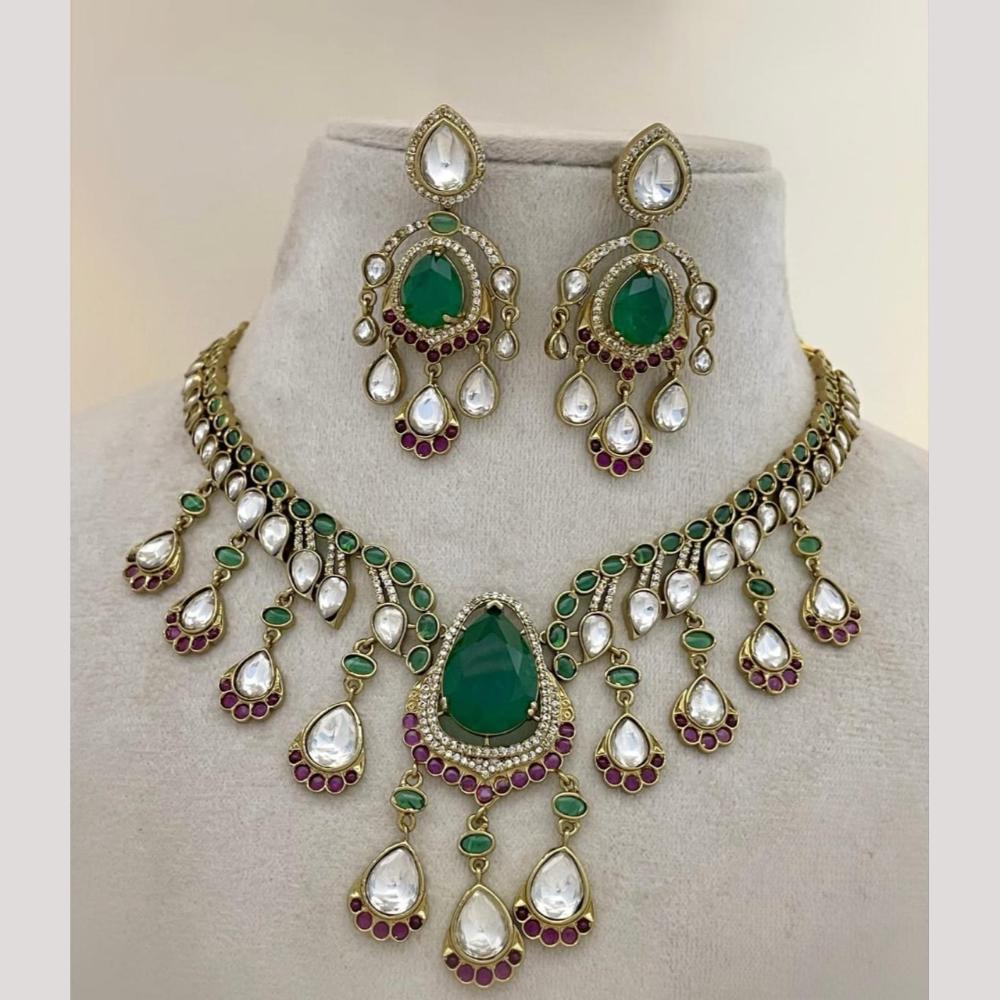 Sona Covering  Pota And Kundan Stone Necklace Set