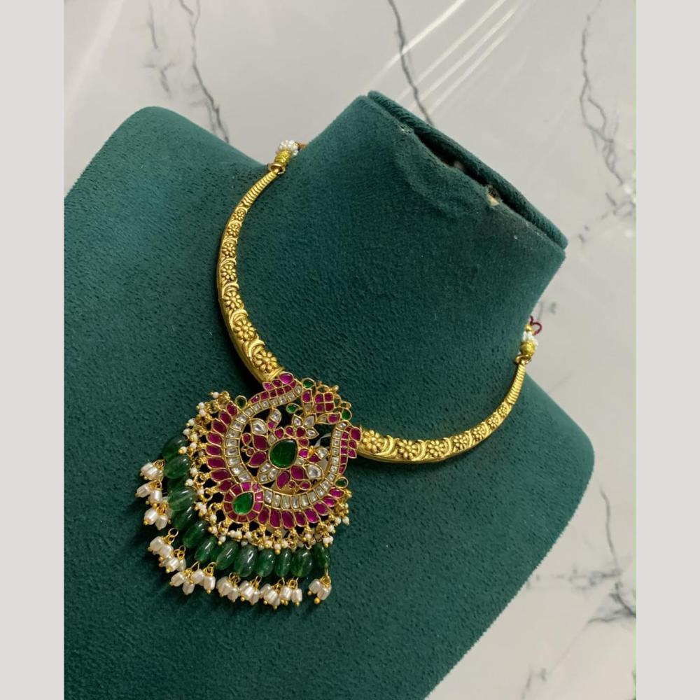Sona Covering  Pota And Kundan Stone Necklace Set