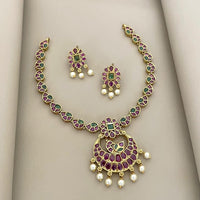 Sona Covering Delicate Pota Stone And Pearl Necklace Set