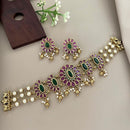 Sona Covering Delicate Pota Stone And Pearl Choker Necklace Set