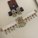 Sona Covering Delicate Pota Stone And Pearl Choker Necklace Set