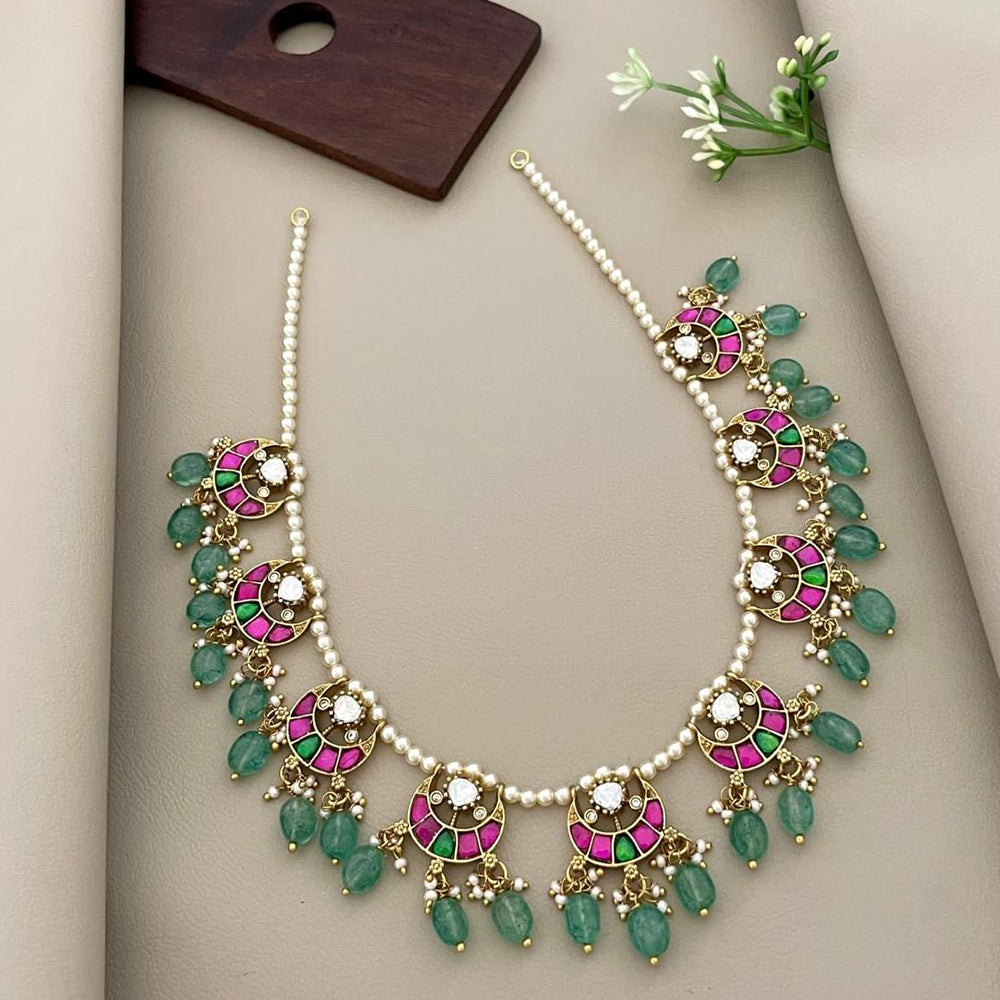Sona Covering Delicate Pota Stone And Pearl Necklace Set