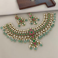Sona Covering Delicate Pota Stone And Pearl Necklace Set