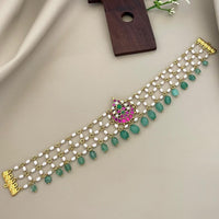 Sona Covering Delicate Pota Stone And Pearl Necklace