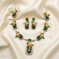 Sona Covering Premium American Diamond Designer Necklace Set