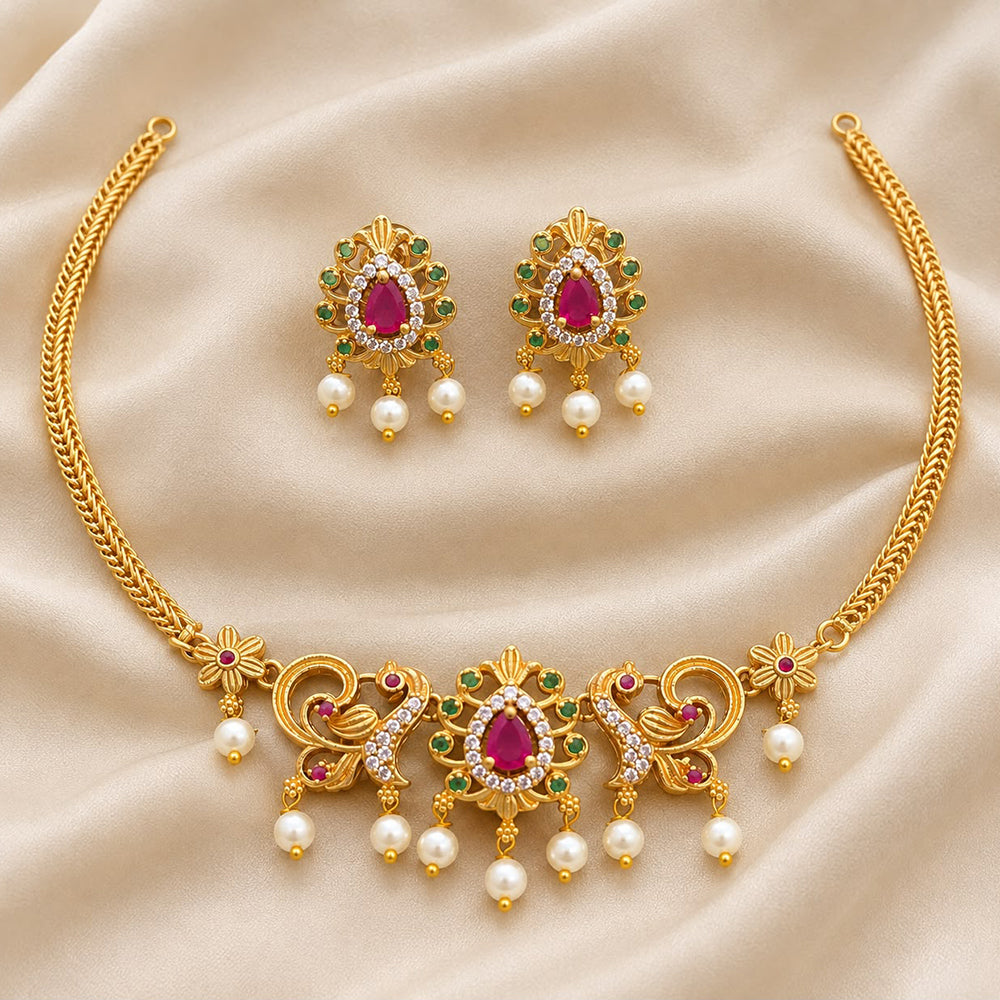 Sona Covering Elegant Austrian Stone And Beads Necklace Set