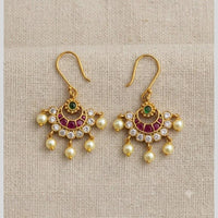 Sona Covering Elegant Pota Stone And Pearl Dangler Earrings