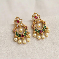 Sona Covering Elegant Pota Stone And Pearl Dangler Earrings