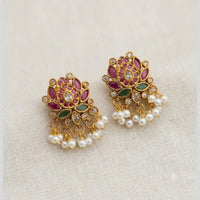 Sona Covering Elegant Pota Stone And Pearl Dangler Earrings