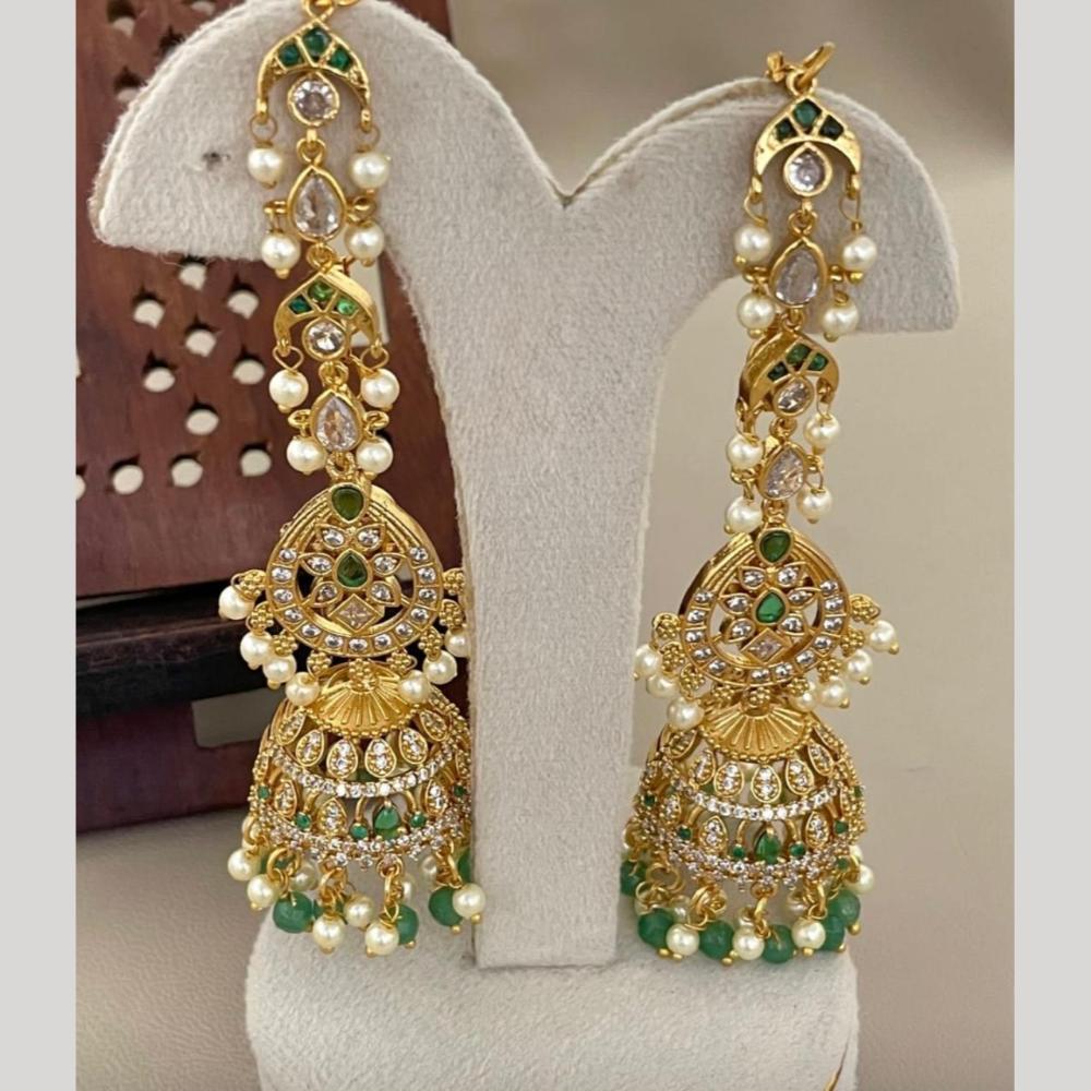 Sona Covering Elegant Pota Stone And Pearl Jhumki Earrings