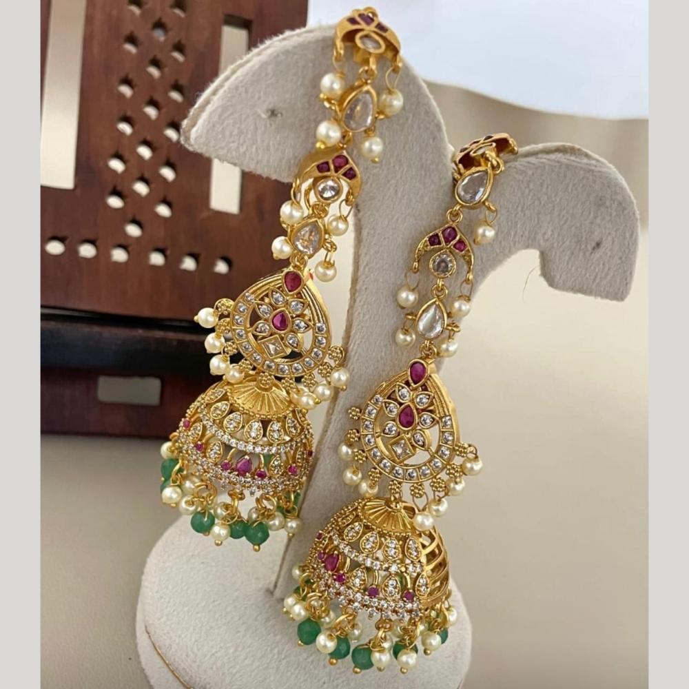 Sona Covering Elegant Pota Stone And Pearl Jhumki Earrings