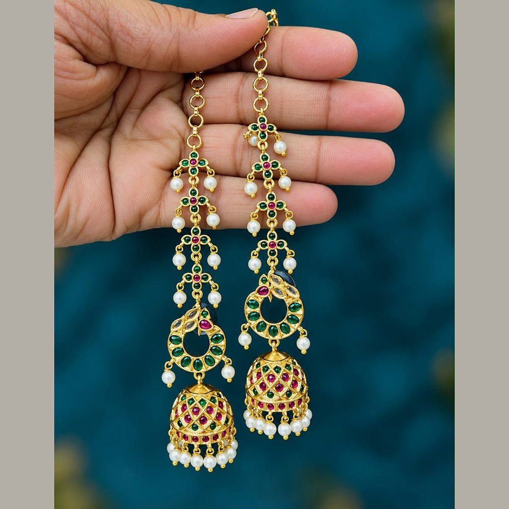 Sona Covering Elegant Pota Stone And Pearl Jhumki Earrings