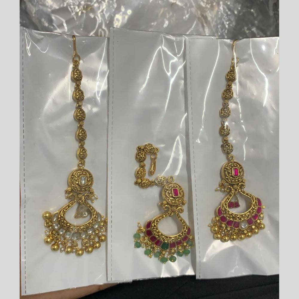 Sona Covering Designer Pota Stone And Pearl Maangtikka