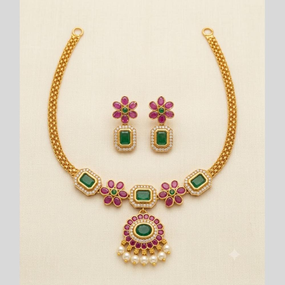Sona Covering Elegant Pota Stone And Pearl Necklace Set