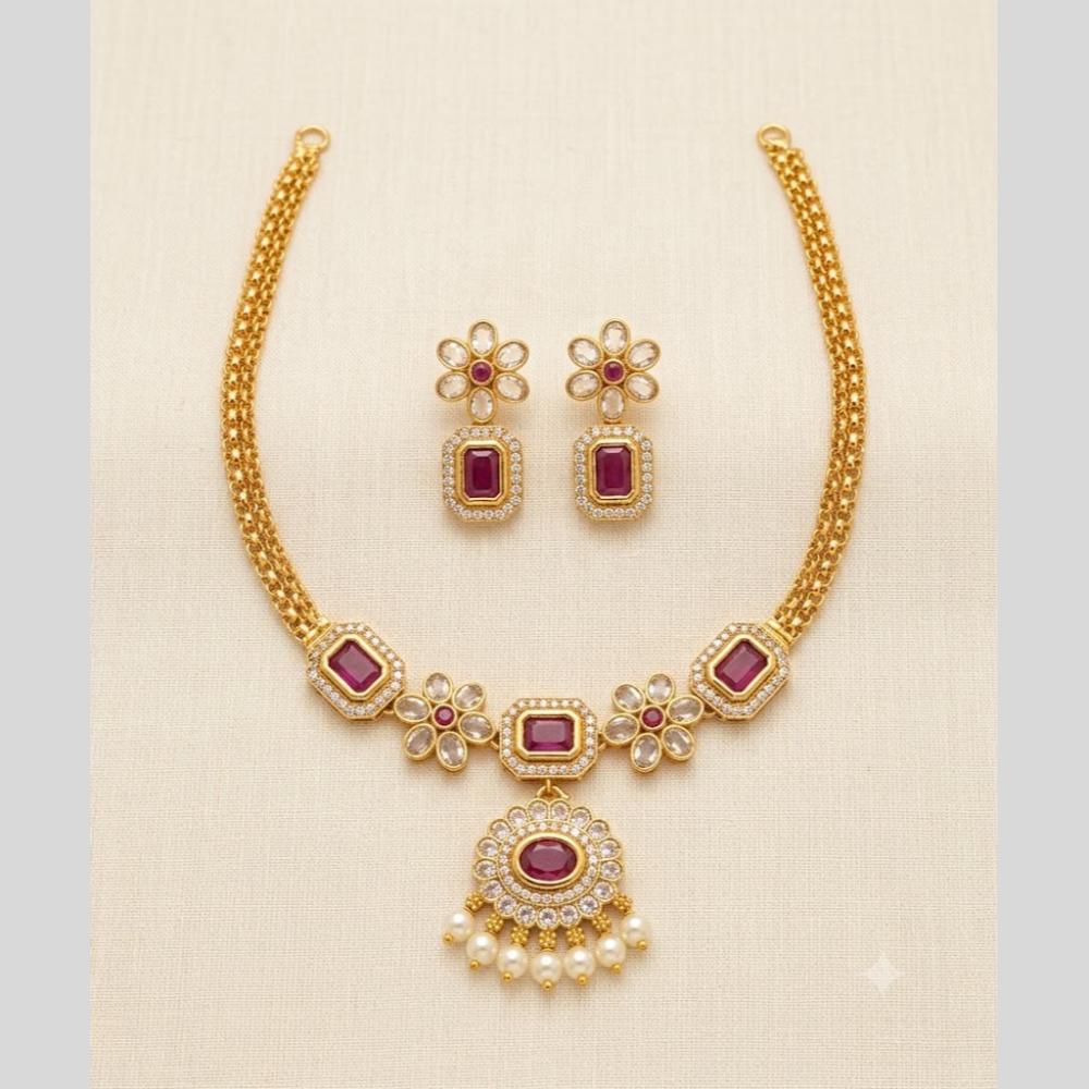Sona Covering Elegant Pota Stone And Pearl Necklace Set