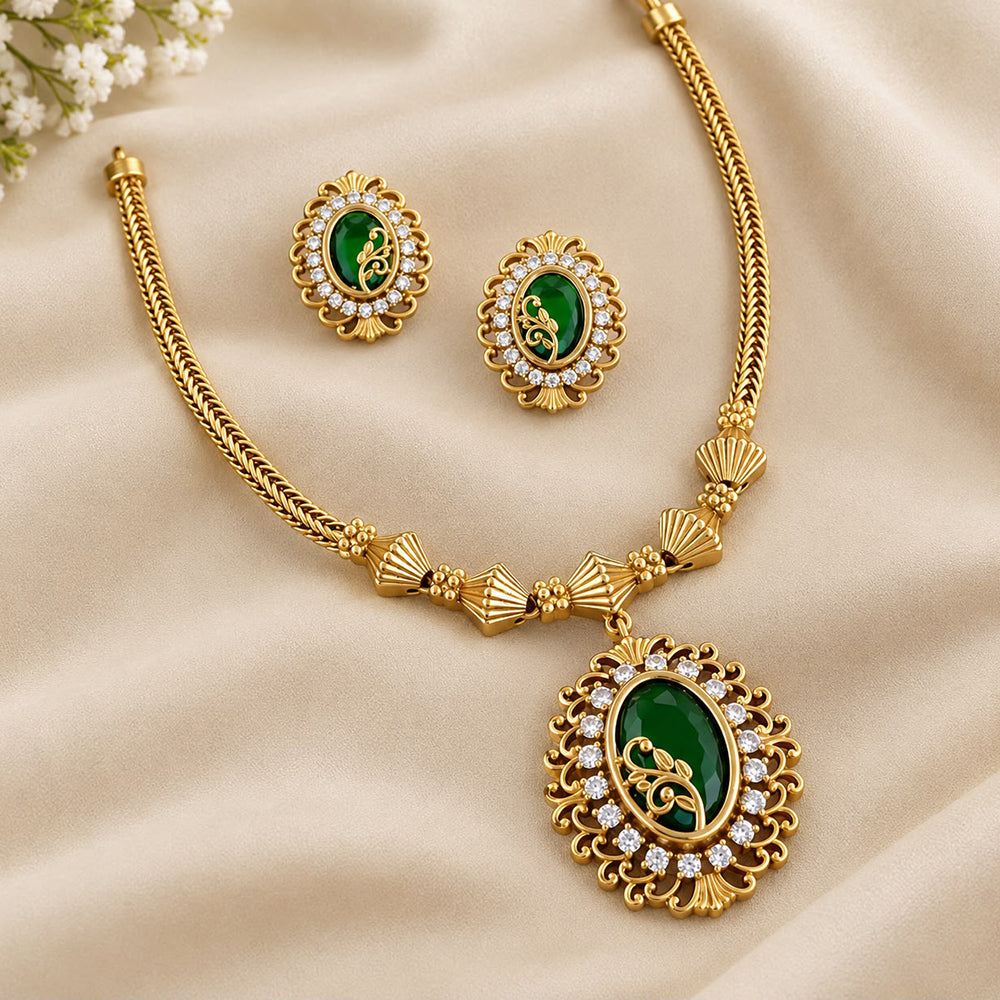 Sona Covering Elegant Pota Stone And Austrian Stone Necklace Set