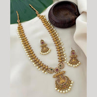 Sona Covering Elegant Pota Stone And Beads Temple Necklace Set