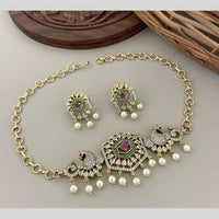 Sona Covering Elegant Austrian Stone And Pearl Choker Necklace Set