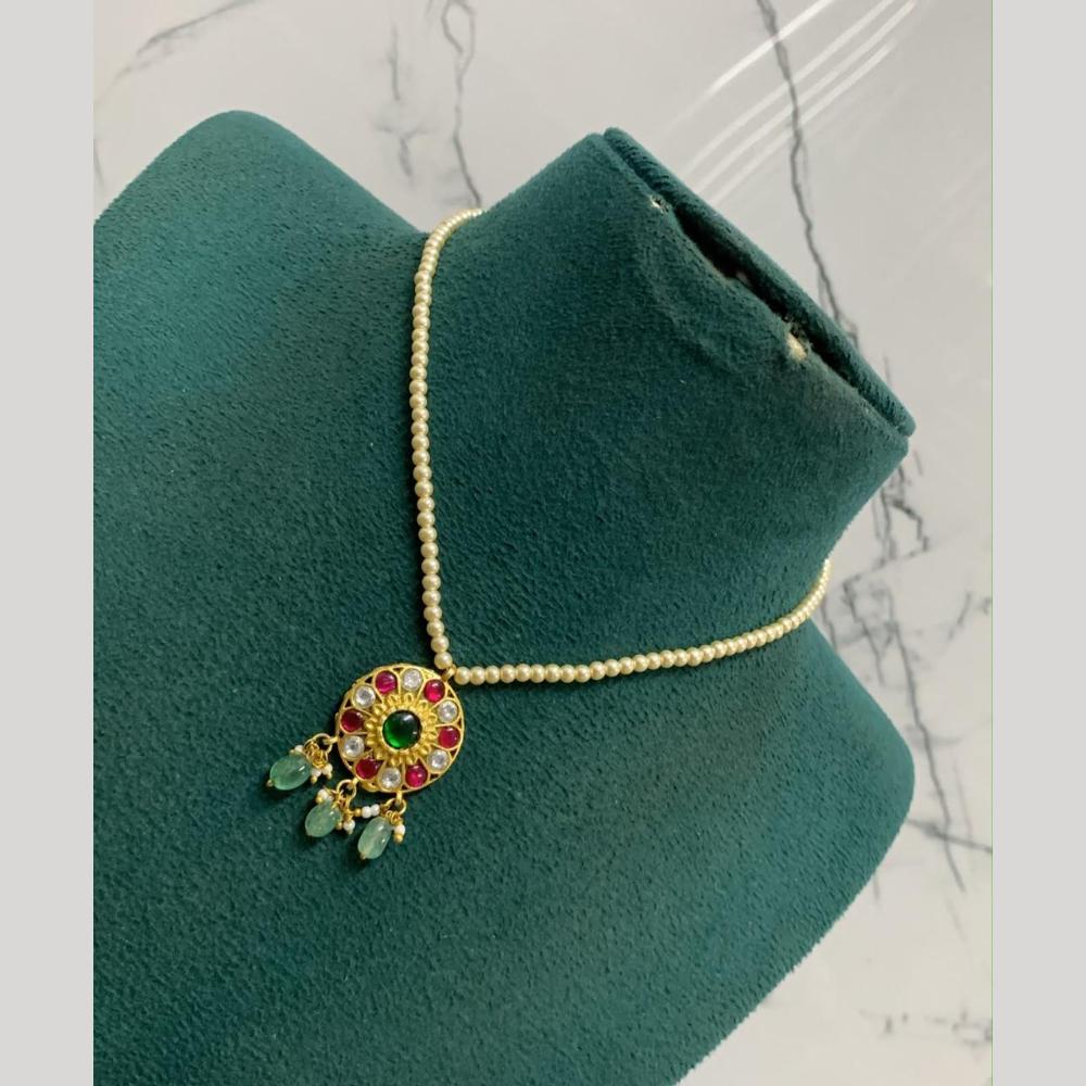 Sona Covering Jadau Premium Pota Stone And Beads Necklace 