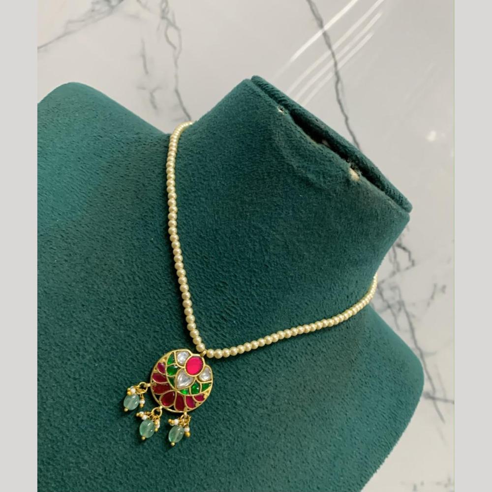 Sona Covering Jadau Premium Pota Stone And Beads Necklace 