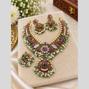 Sona Covering Jadau Premium Pota Stone And Beads Necklace Set