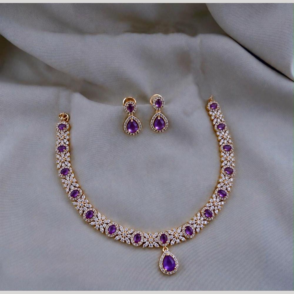 Sona Covering Classic American Diamond Designer Jewellery Necklace Set