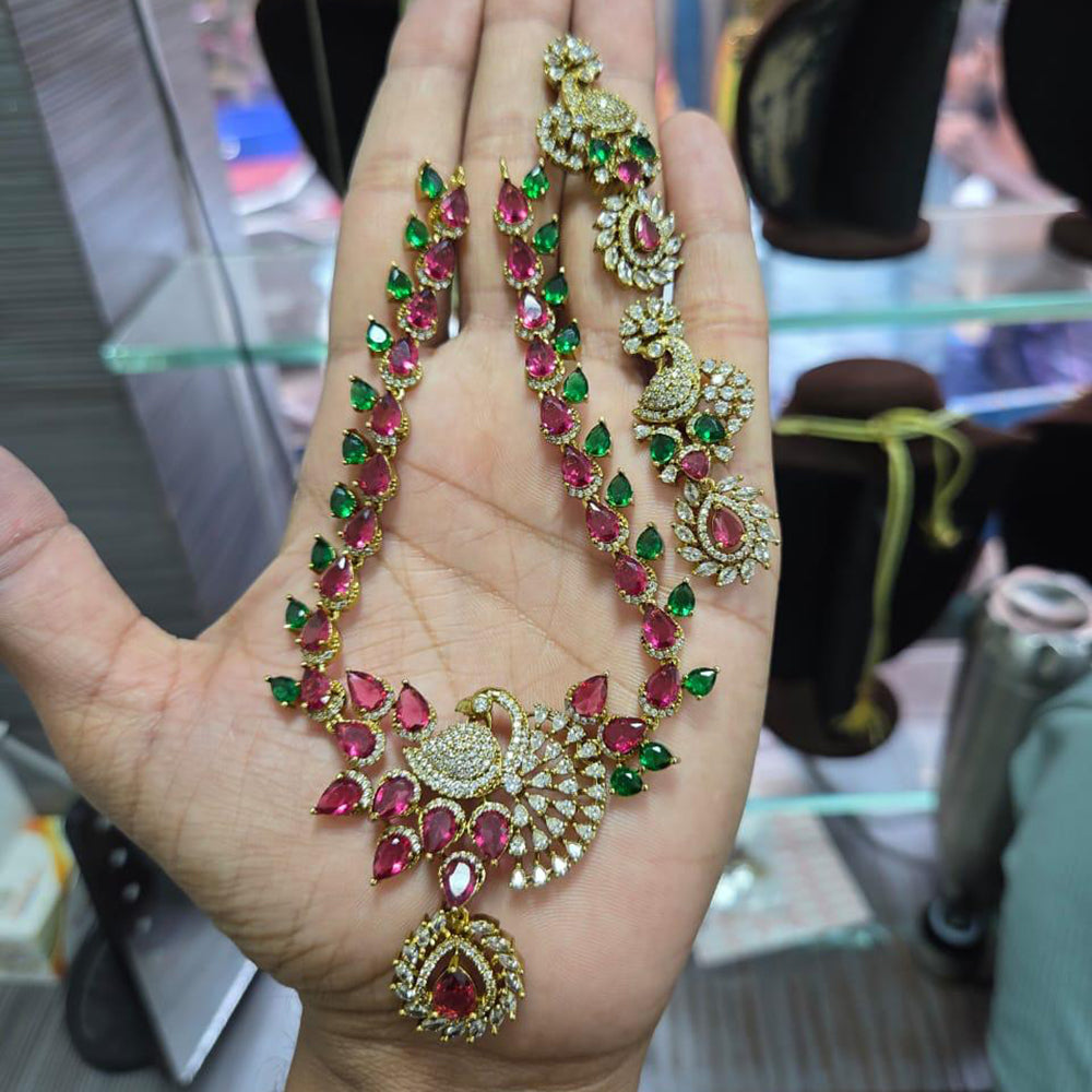 Sona Covering Classic American Diamond Designer Jewellery Necklace Set