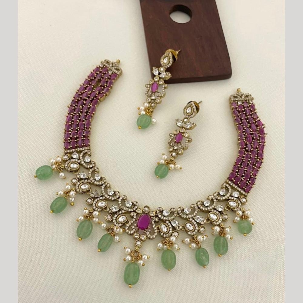 Sona Covering Classic American Diamond And Beads Necklace Set