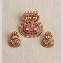 Sona Covering Traditional Pota Stone And Pearl Pendant Set For Women