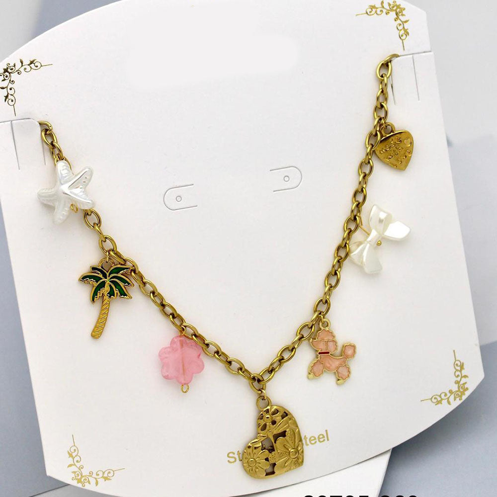 Klitz Stunning Gold Plated Charms Necklace