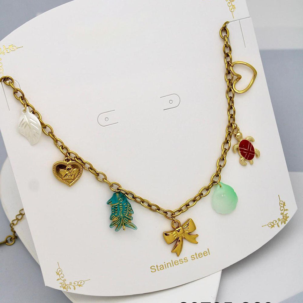 Klitz Stunning Gold Plated Charms Necklace