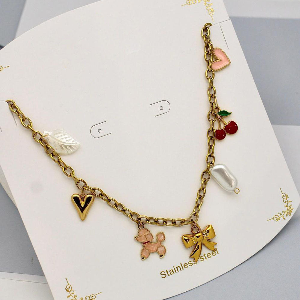 Klitz Stunning Gold Plated Charms Necklace