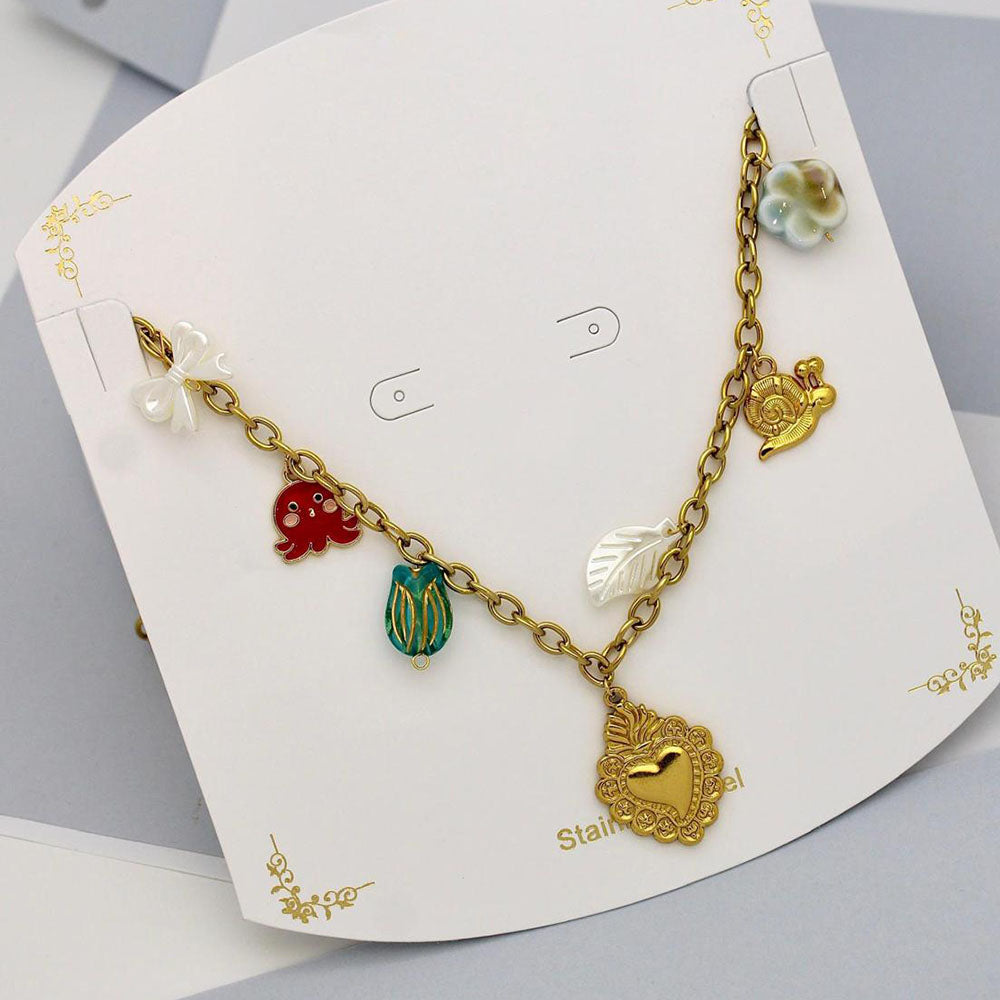 Klitz Stunning Gold Plated Charms Necklace