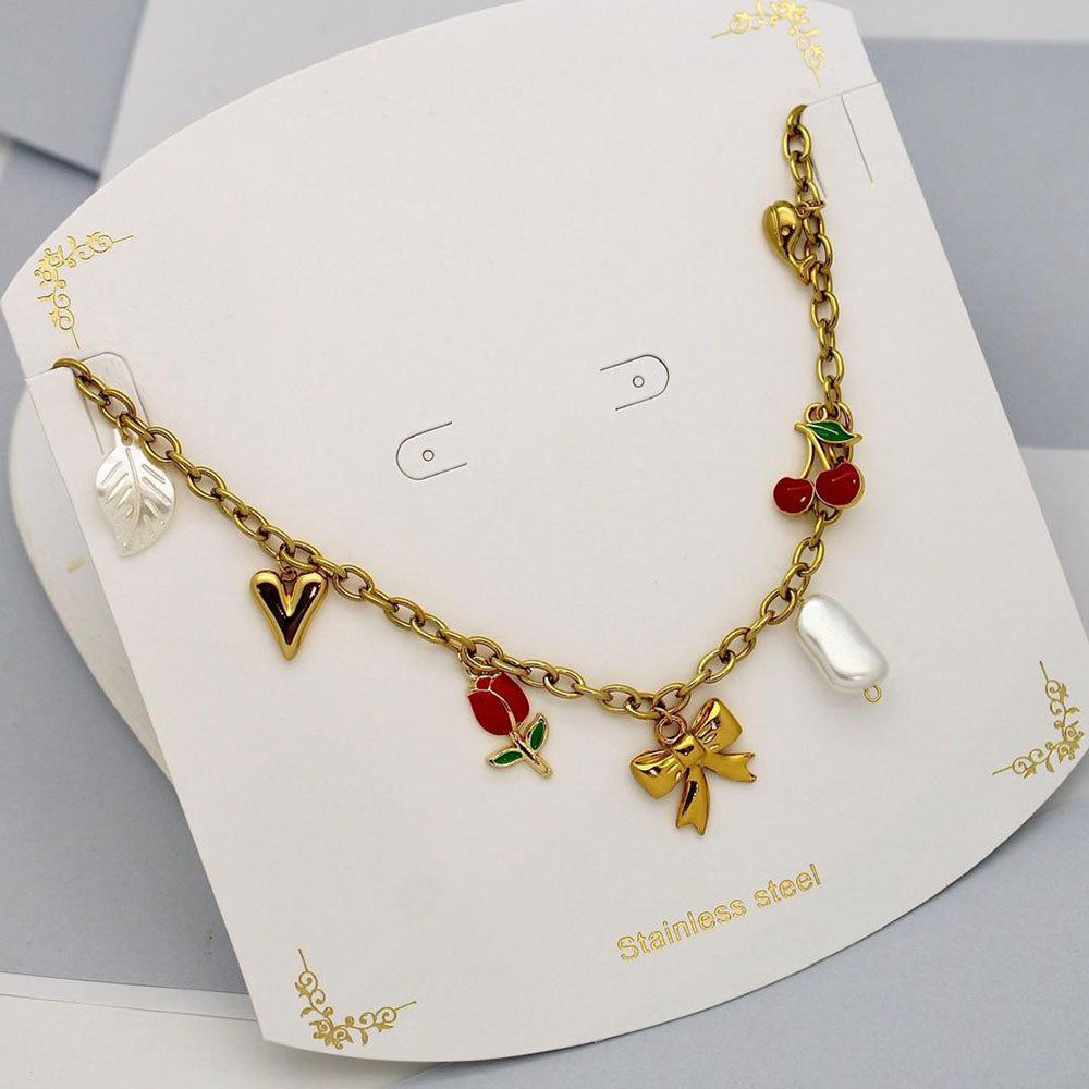 Klitz Stunning Gold Plated Charms Necklace