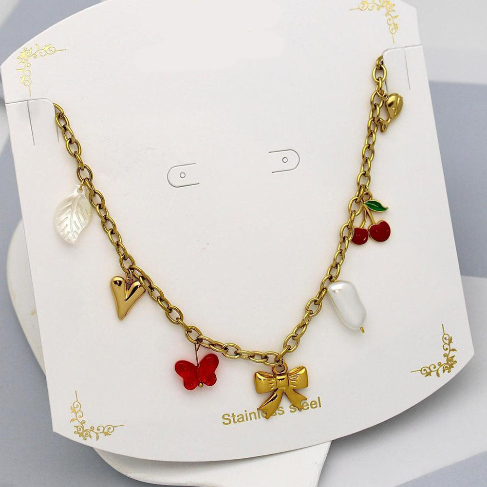 Klitz Stunning Gold Plated Charms Necklace