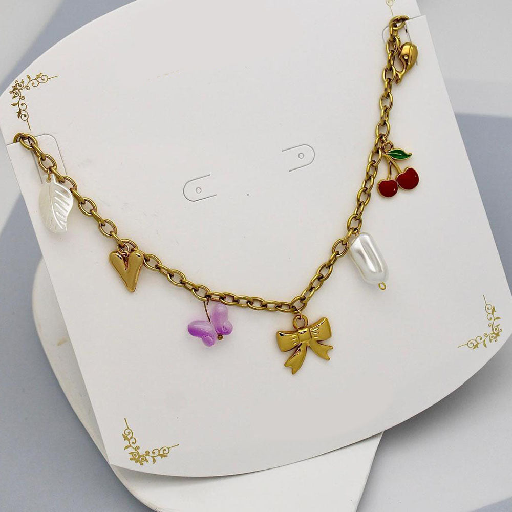Klitz Stunning Gold Plated Charms Necklace
