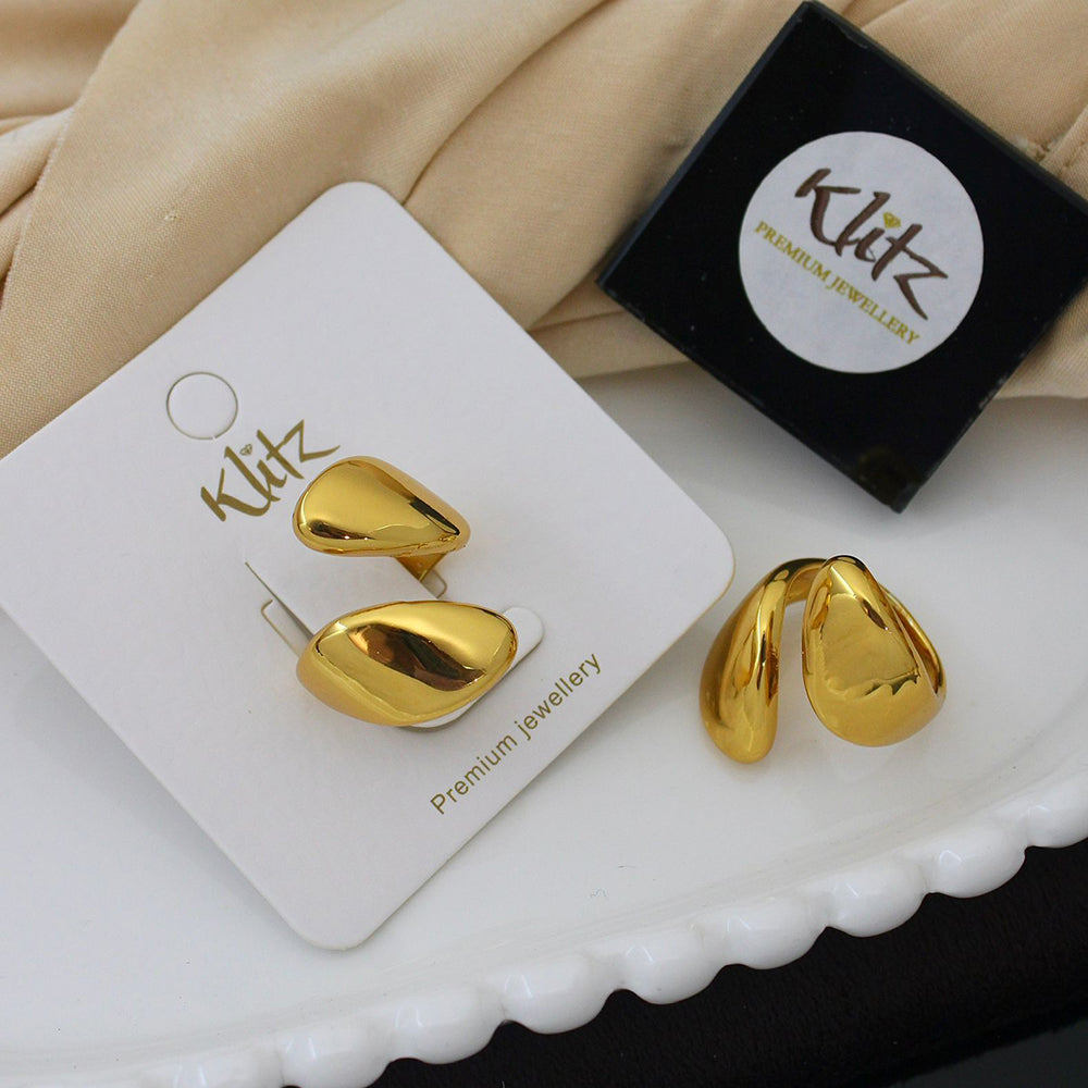 Klitz Minimalist Glossy Gold Statement Ring