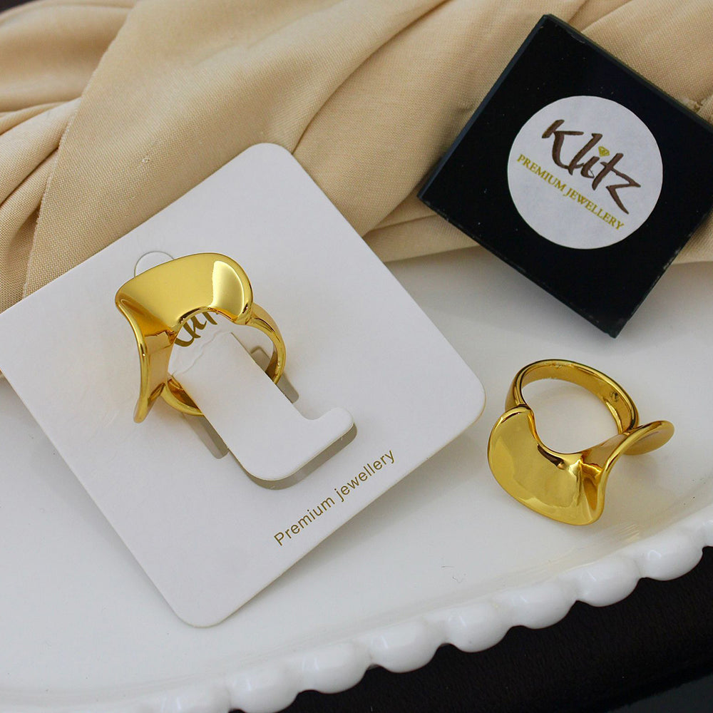 Klitz Minimalist Glossy Gold Statement Ring