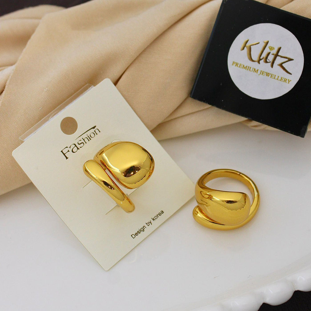 Klitz Minimalist Glossy Gold Statement Ring