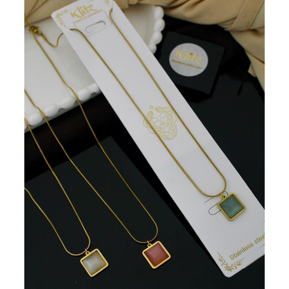 Klitz Classic Crystal Stone Snake Chain Necklace